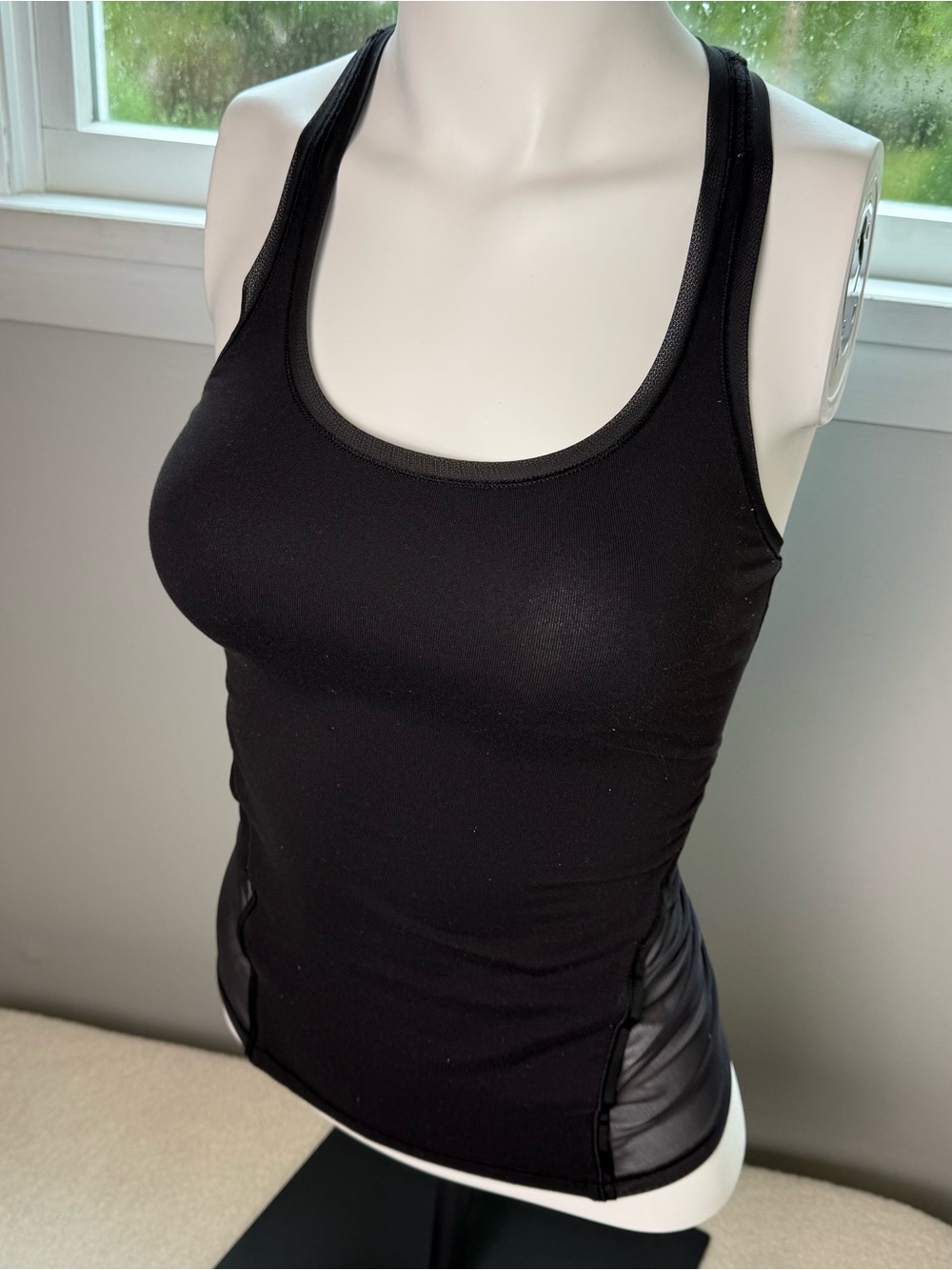 Lululemon Athletica Black Racerback Tank Top With Sheer Detail Womens Size XS